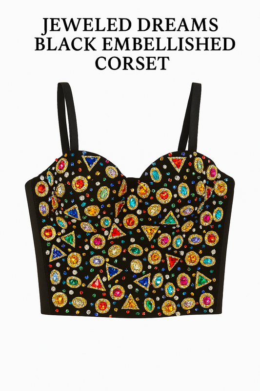 JEWELED DREAMS BLACK EMBELLISHED CORSET