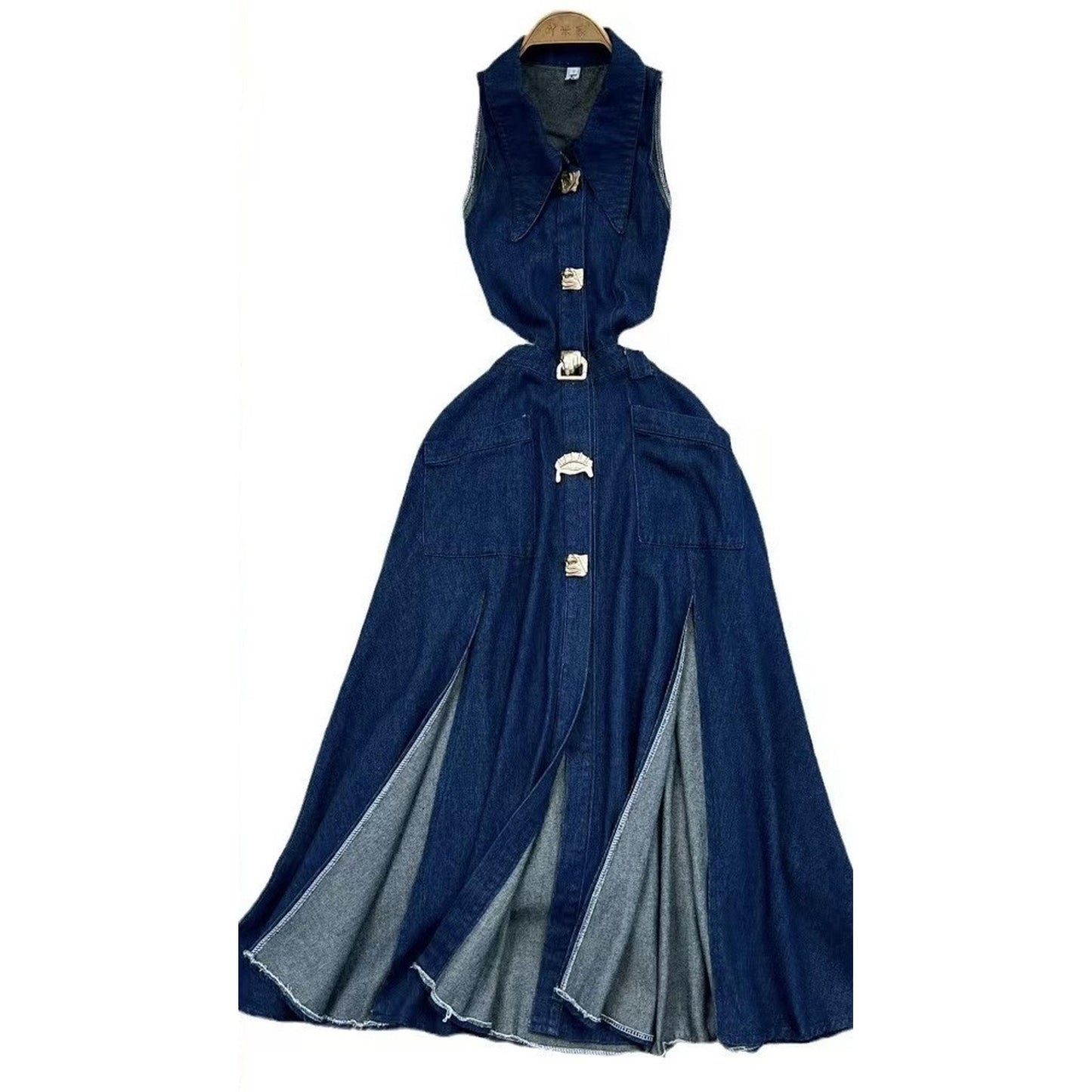 GLAM STATEMENT BUTTON MIDI DRESS