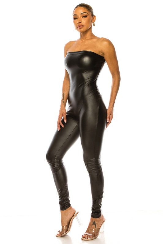 TUBE LEATHER JUMPSUIT