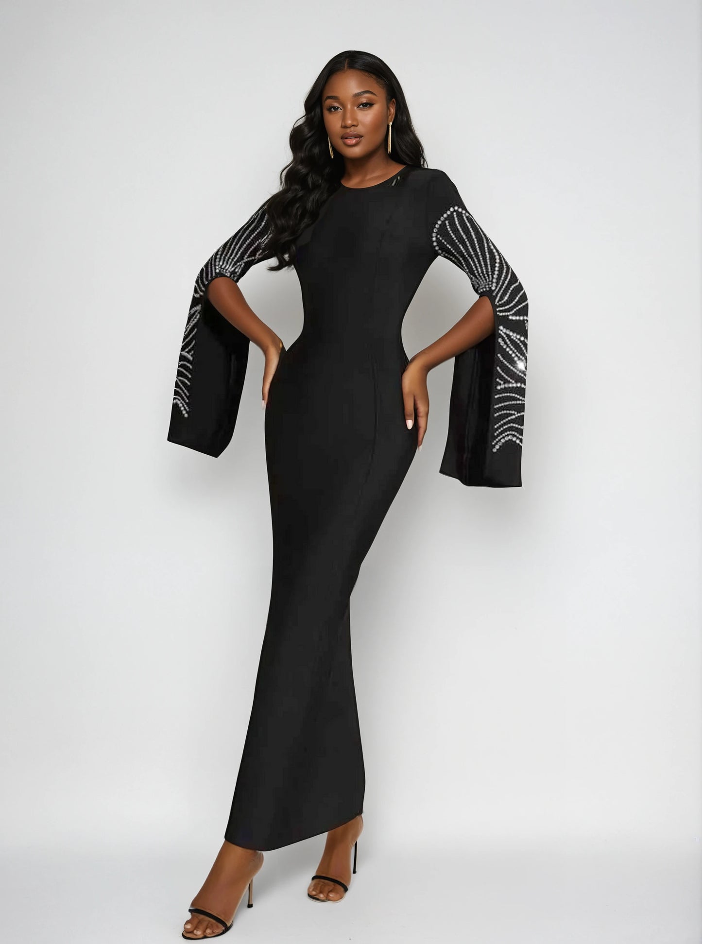 CRYSTAL SLEEVE  DRESS