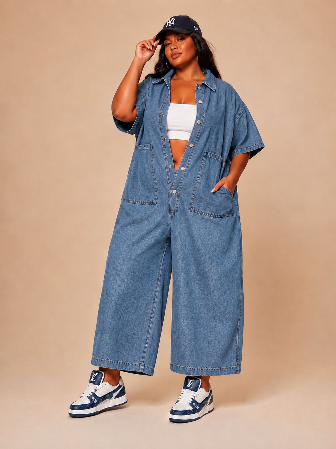 OVERSIZED DENIM UTILITY JUMPSUIT