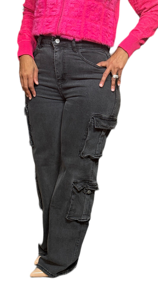 ACID WASHED MULTIPOCKET CARGO PANT