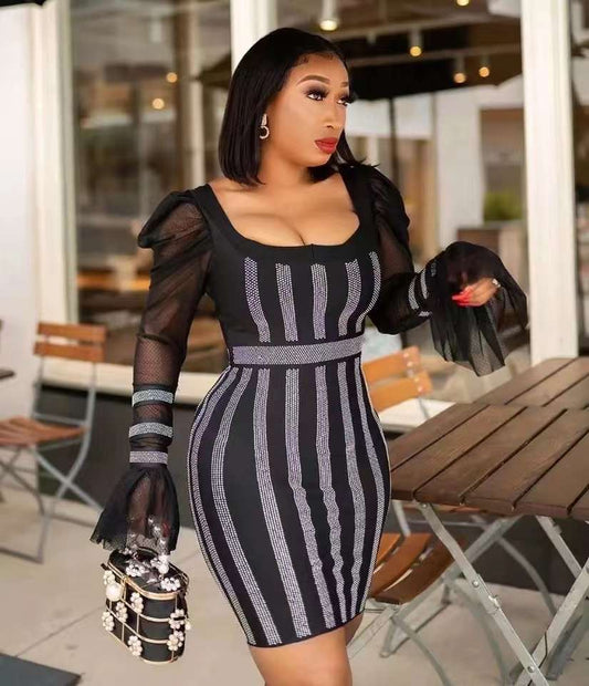 BANDAGE RHINESTONE DRESS