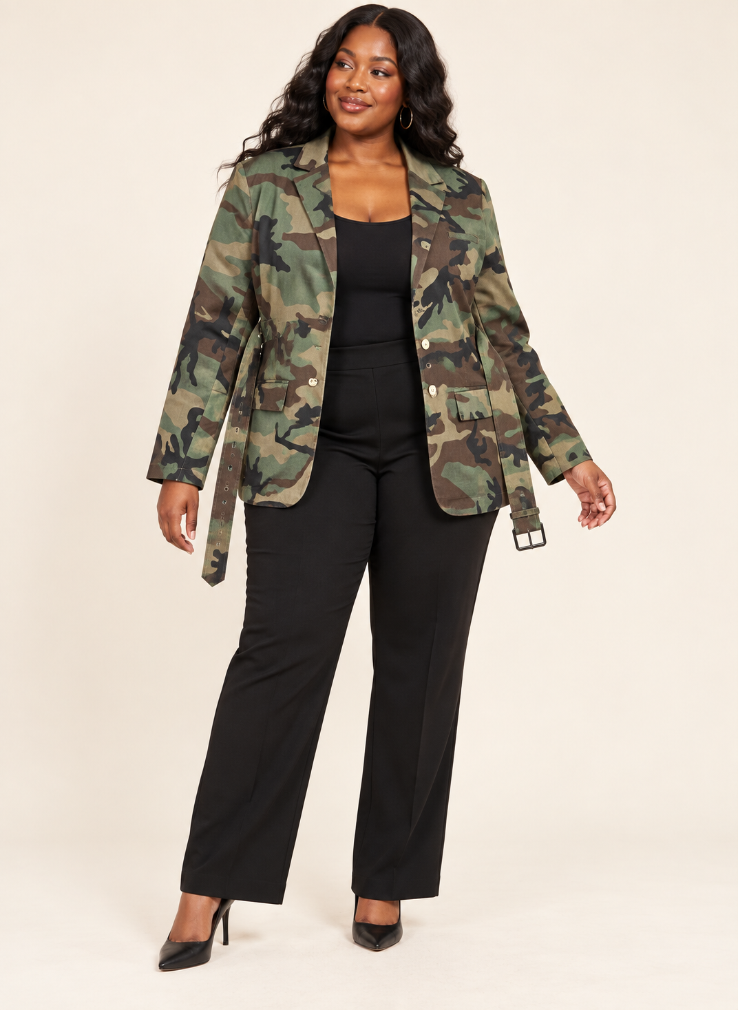 Camo Chic Belted Blazer