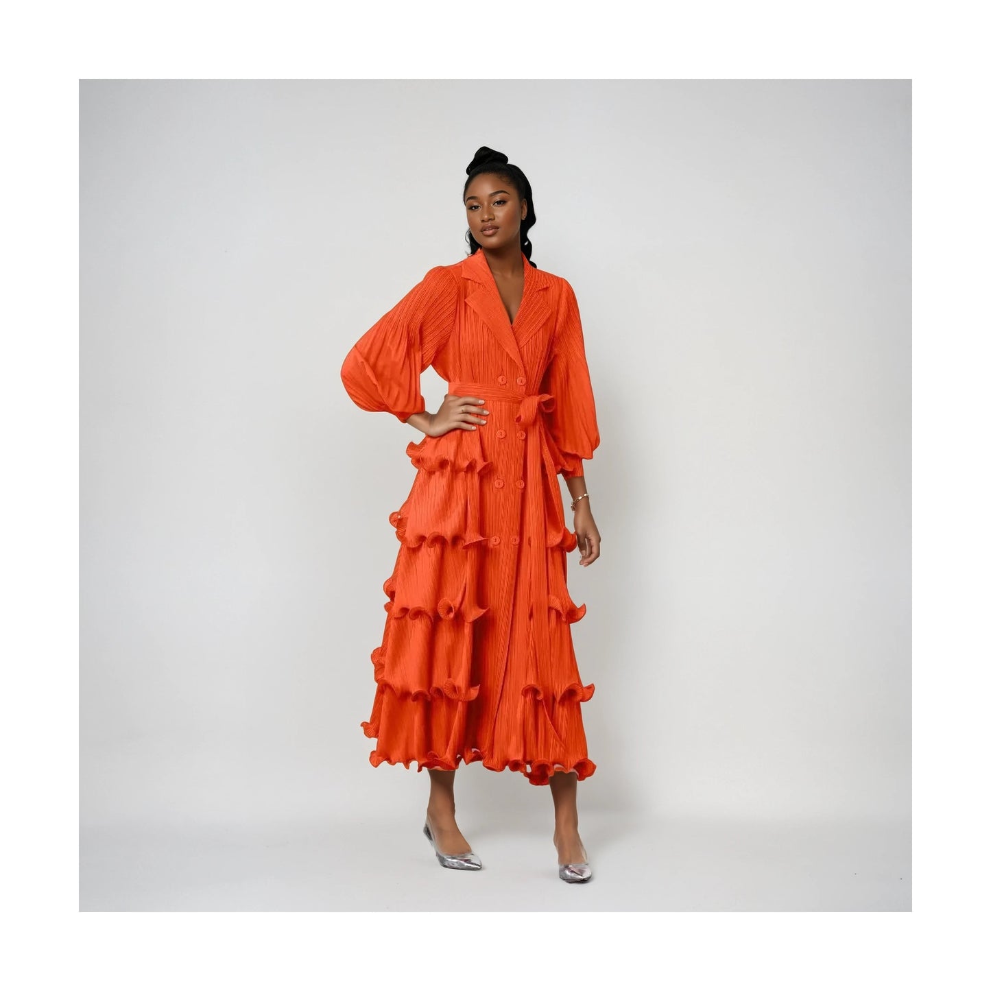BISHOP SLEEVE BUTTON FRONT DRESS