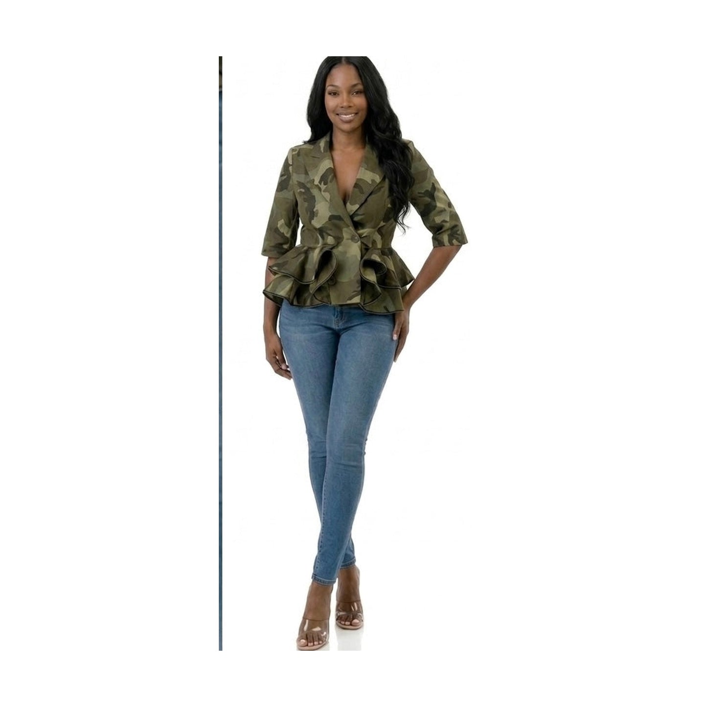 CAMO RUFFLE JACKET