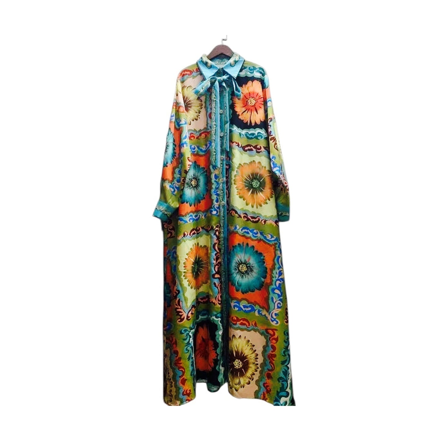 CELEBRITY GLAM MAXI DRESS TEAL ORANGE