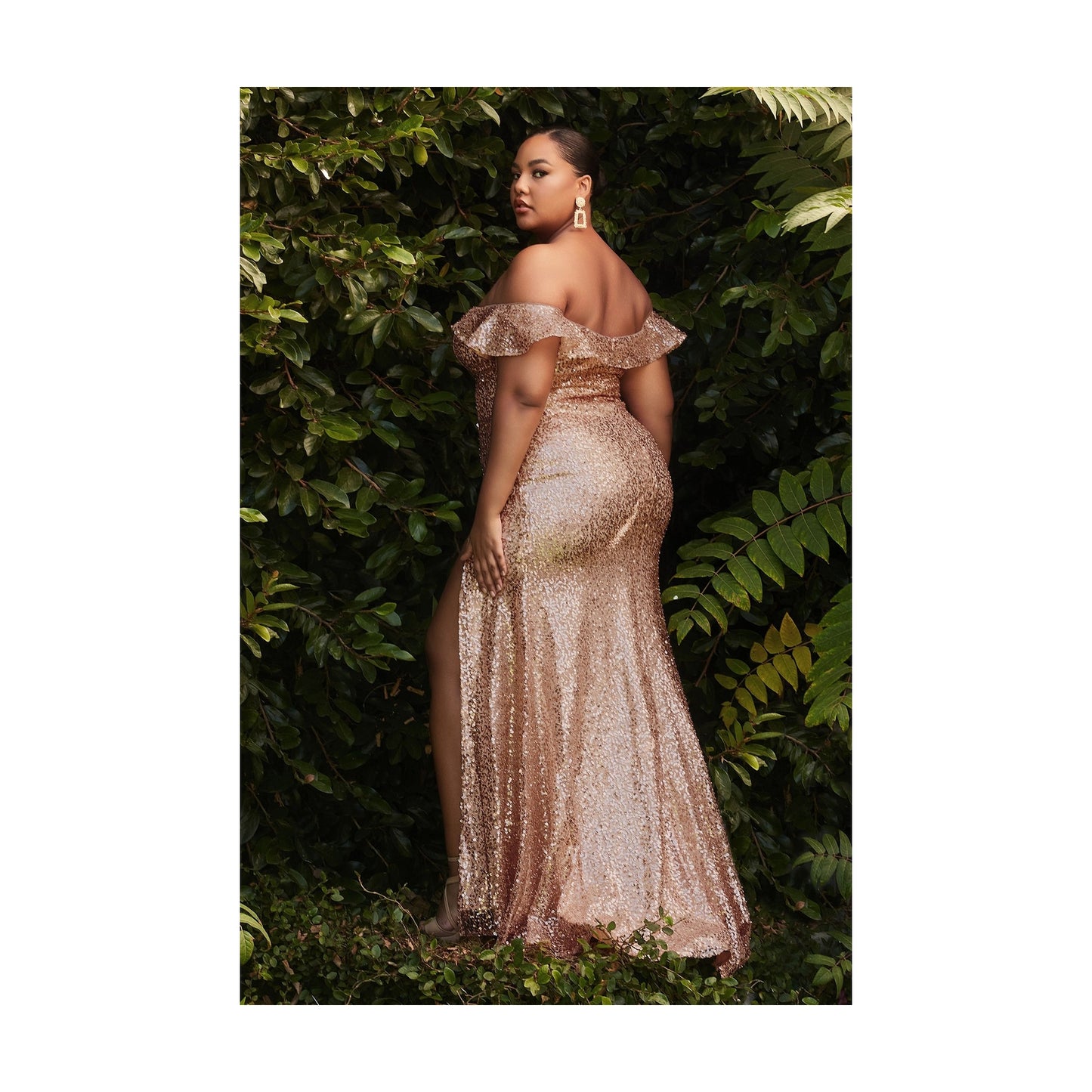 CURVY LONG SEQUIN PARTY DRESS