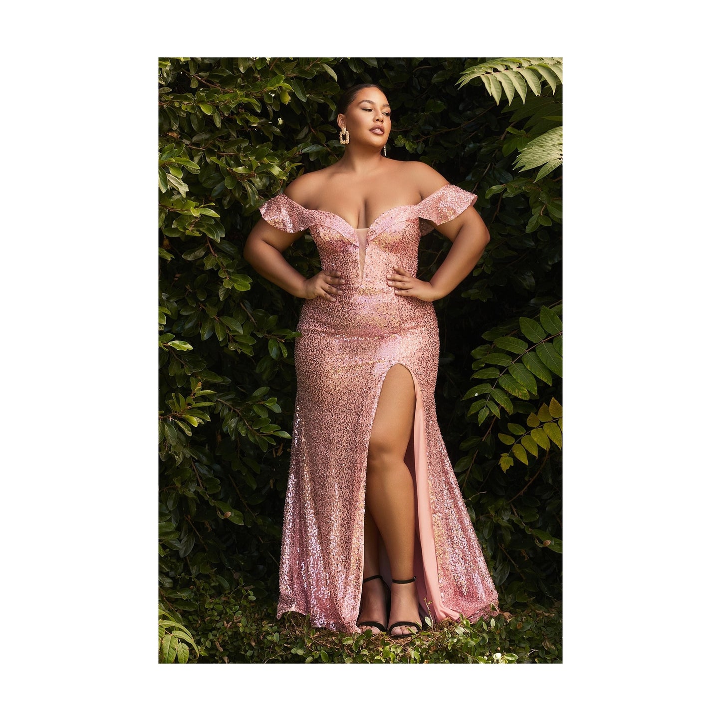 CURVY LONG SEQUIN PARTY DRESS