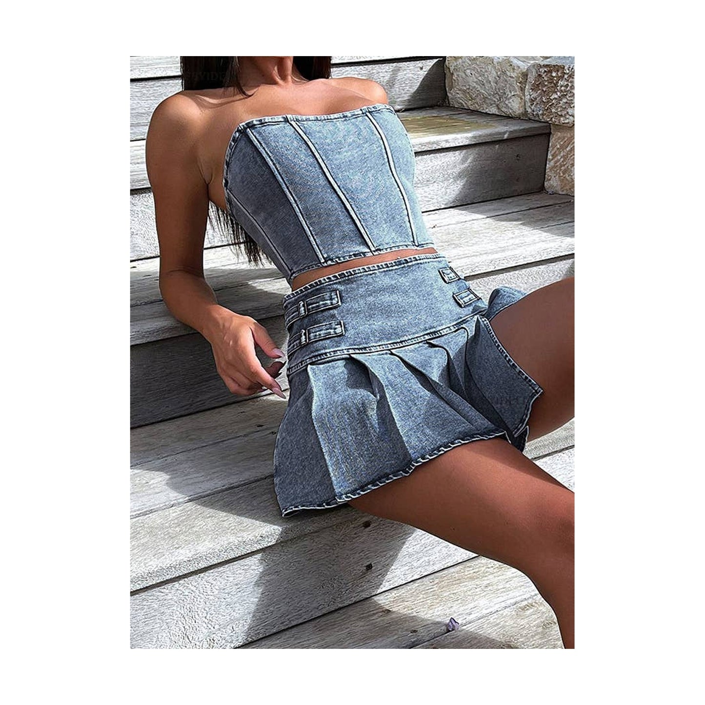 DENIM SKIRT AND CORSET