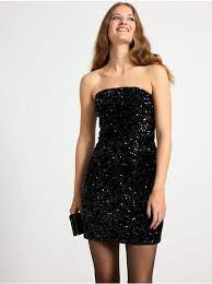BLACK SEQUIN TUBE MINI DRESS