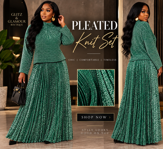 Shimmer Pleated Skirt Set