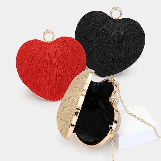 HEART SHAPE GLITZ CLUTCH