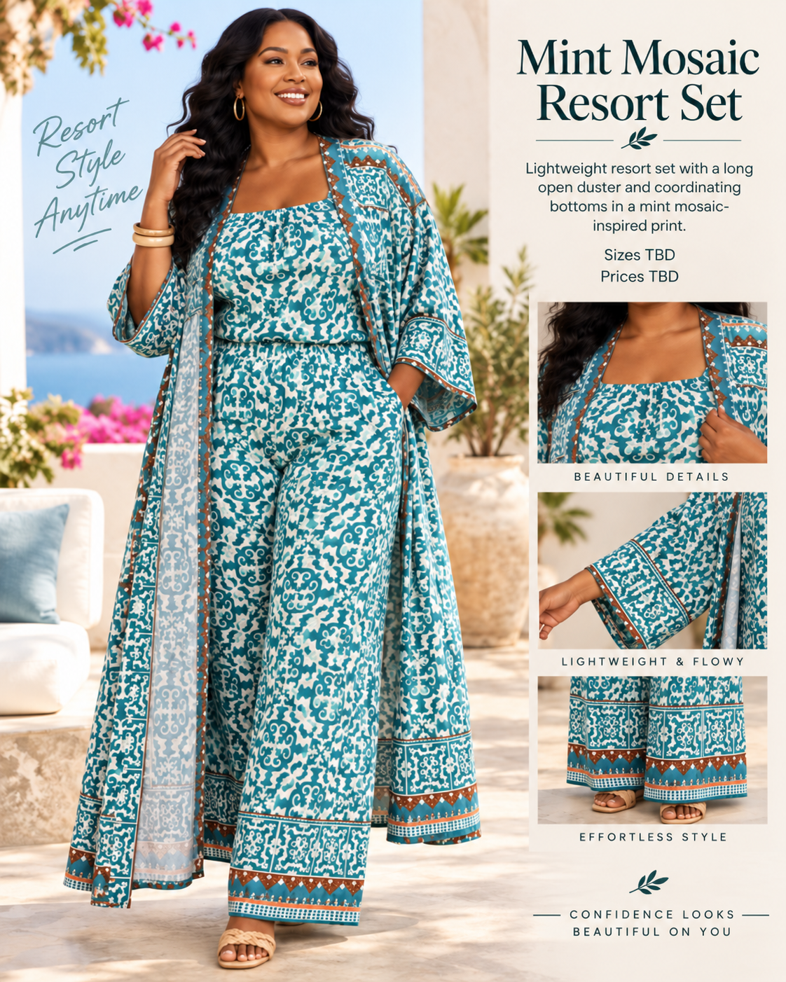 Mint Mosaic Duster Set