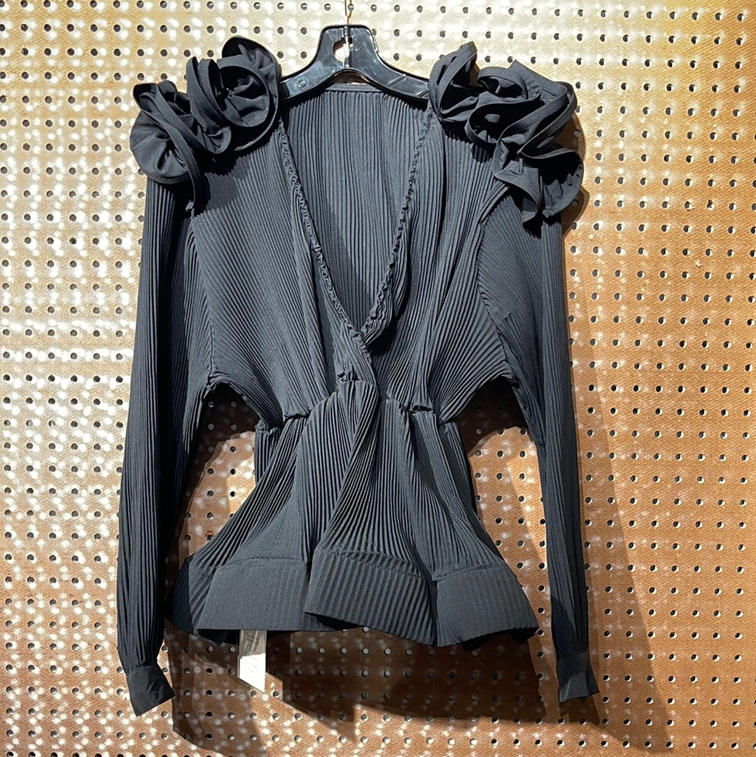 RIBBED RIBBON SHOULDER TOP