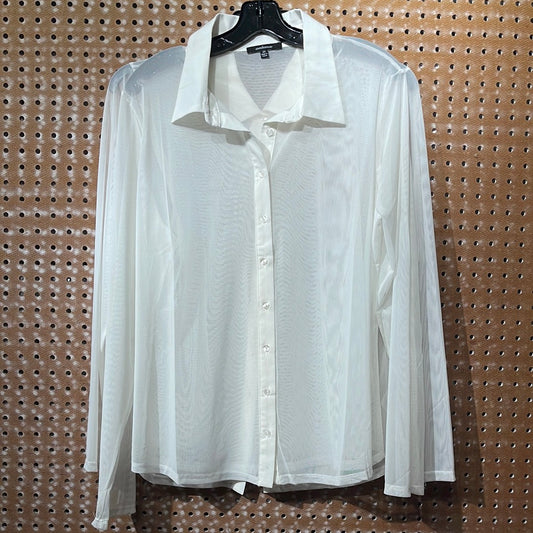COLLARED MESH BUTTON BLOUSE