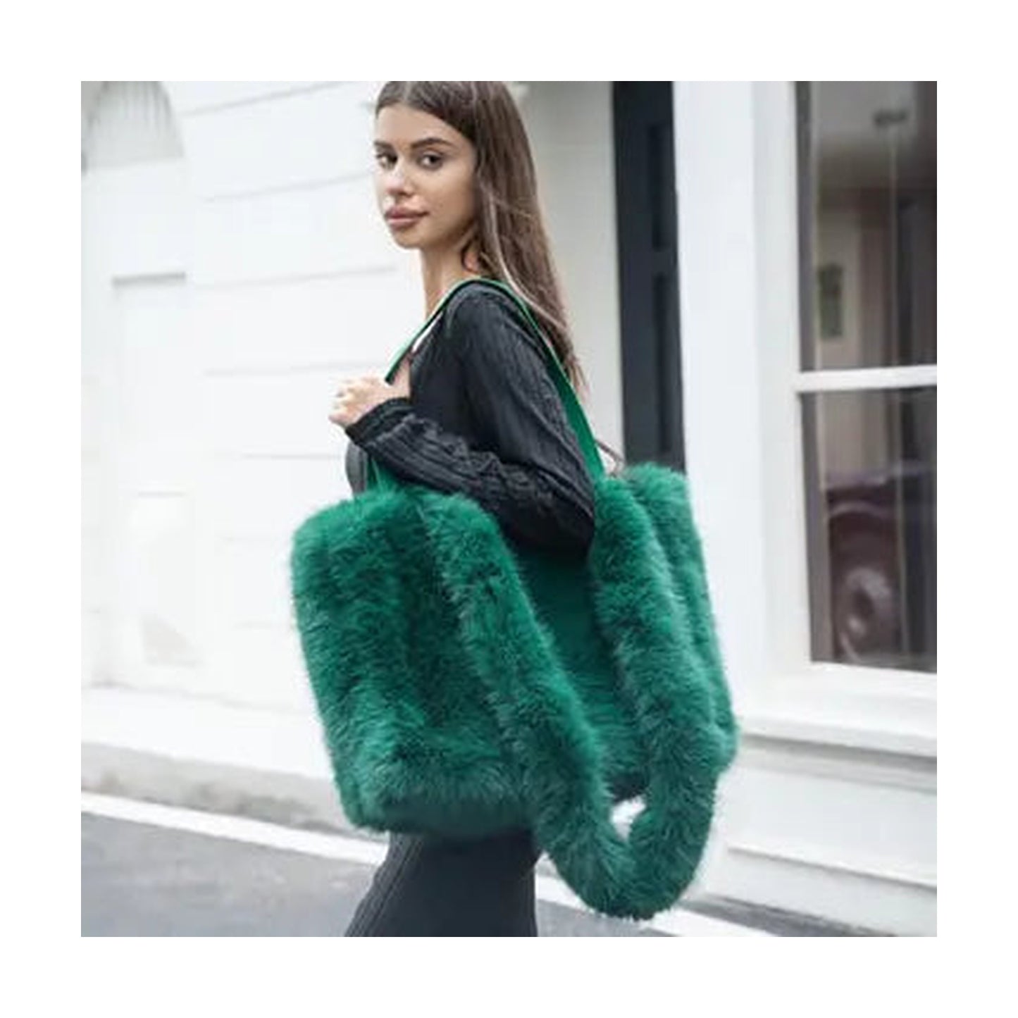 LARGE FUR TOTE