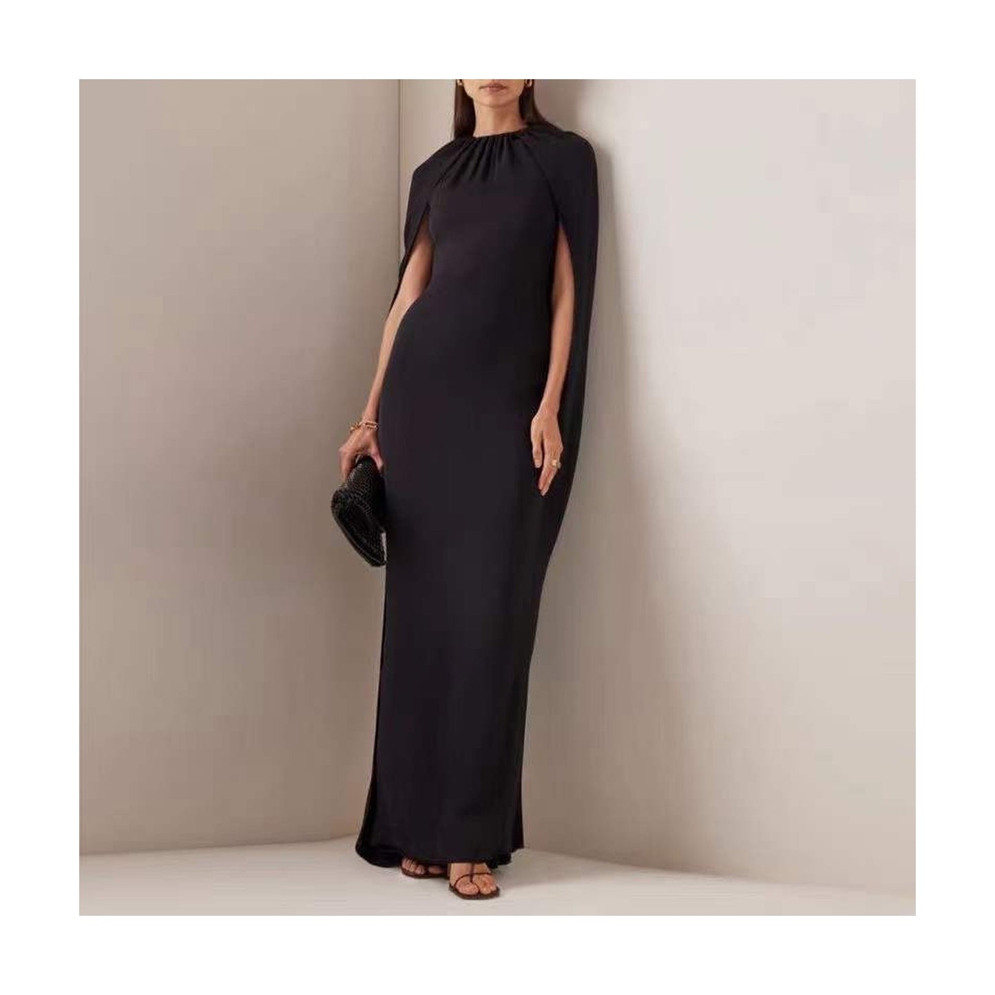 LONG CAPE STYLE EVENING DRESS
