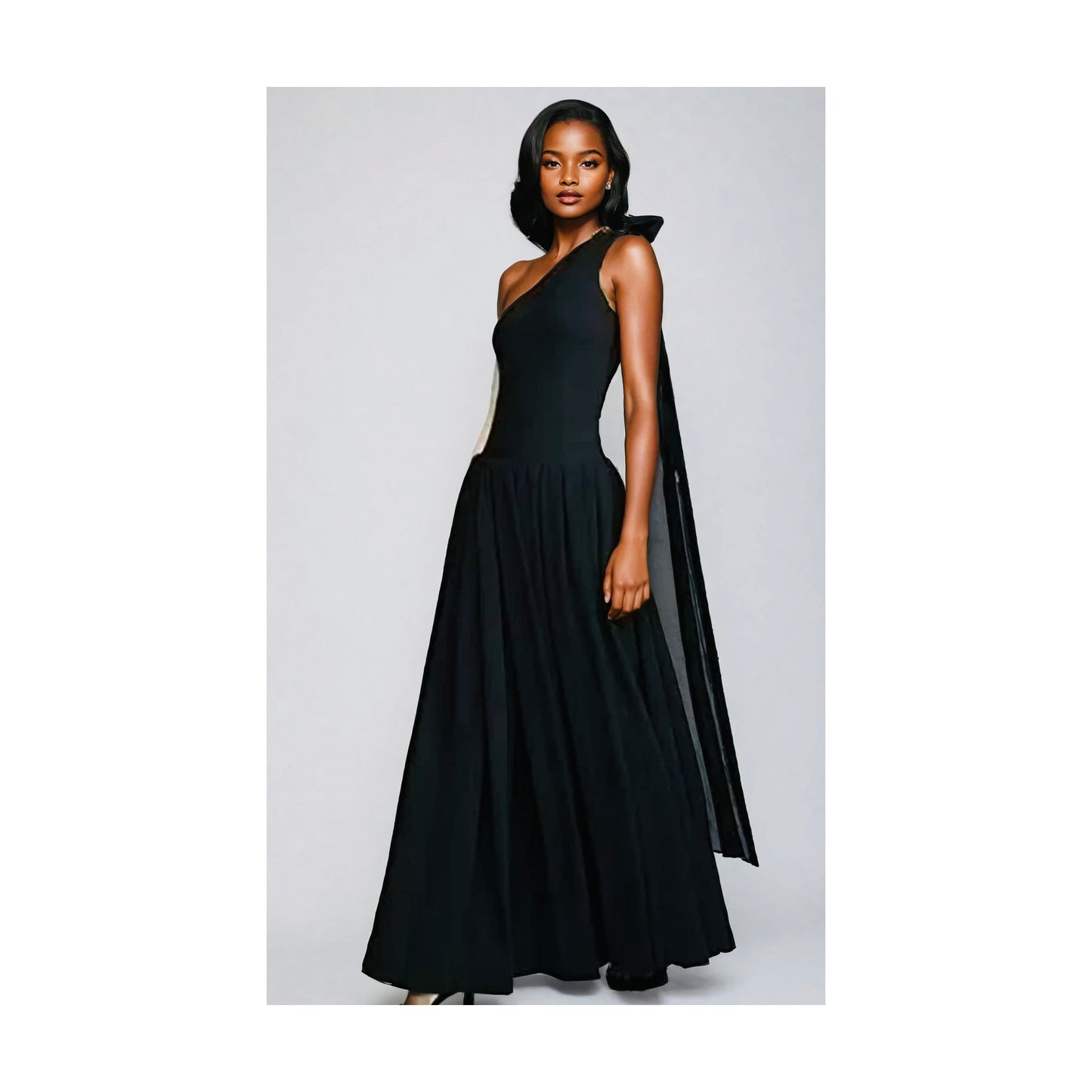 ONE SHOULDER BLACK MAXI