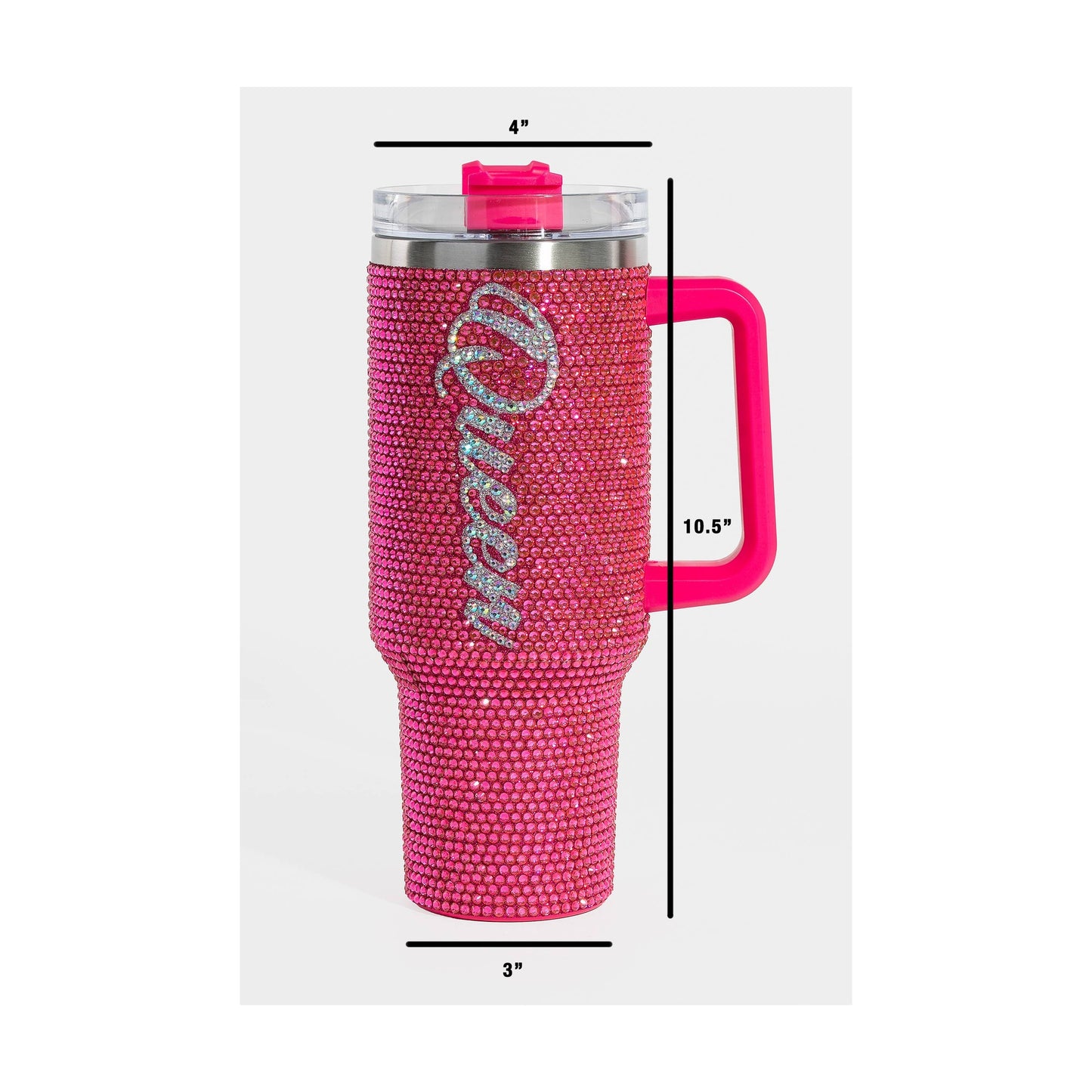 Pave Rhinestone Studded Queen Tumbler Cup: PINK