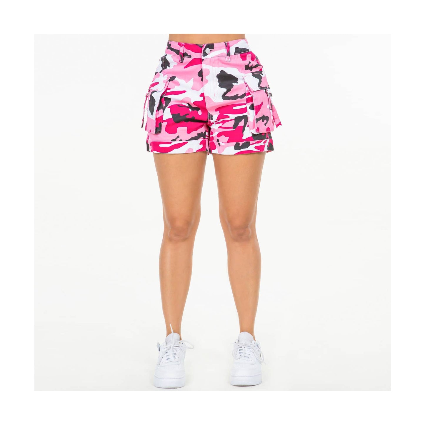 HIGH WAIST UTILITY CARGO SHORTS