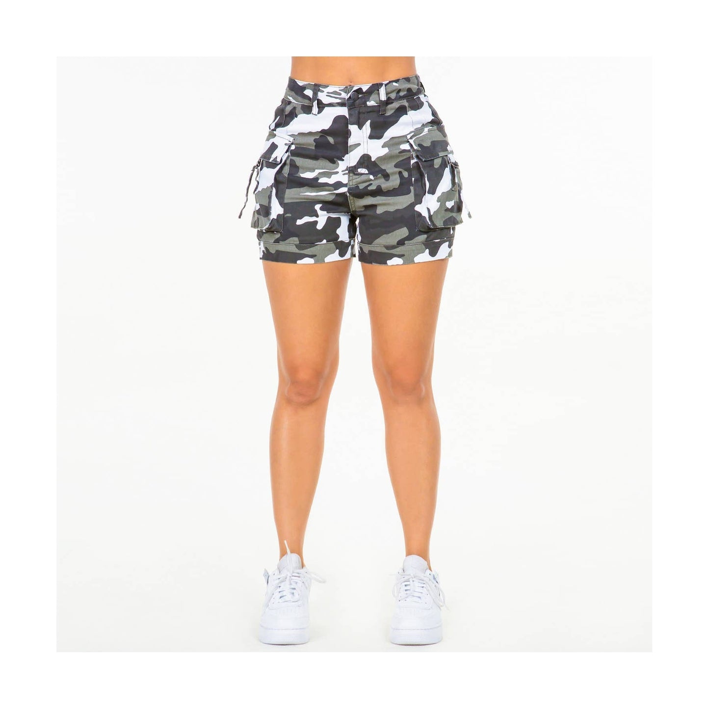 HIGH WAIST UTILITY CARGO SHORTS