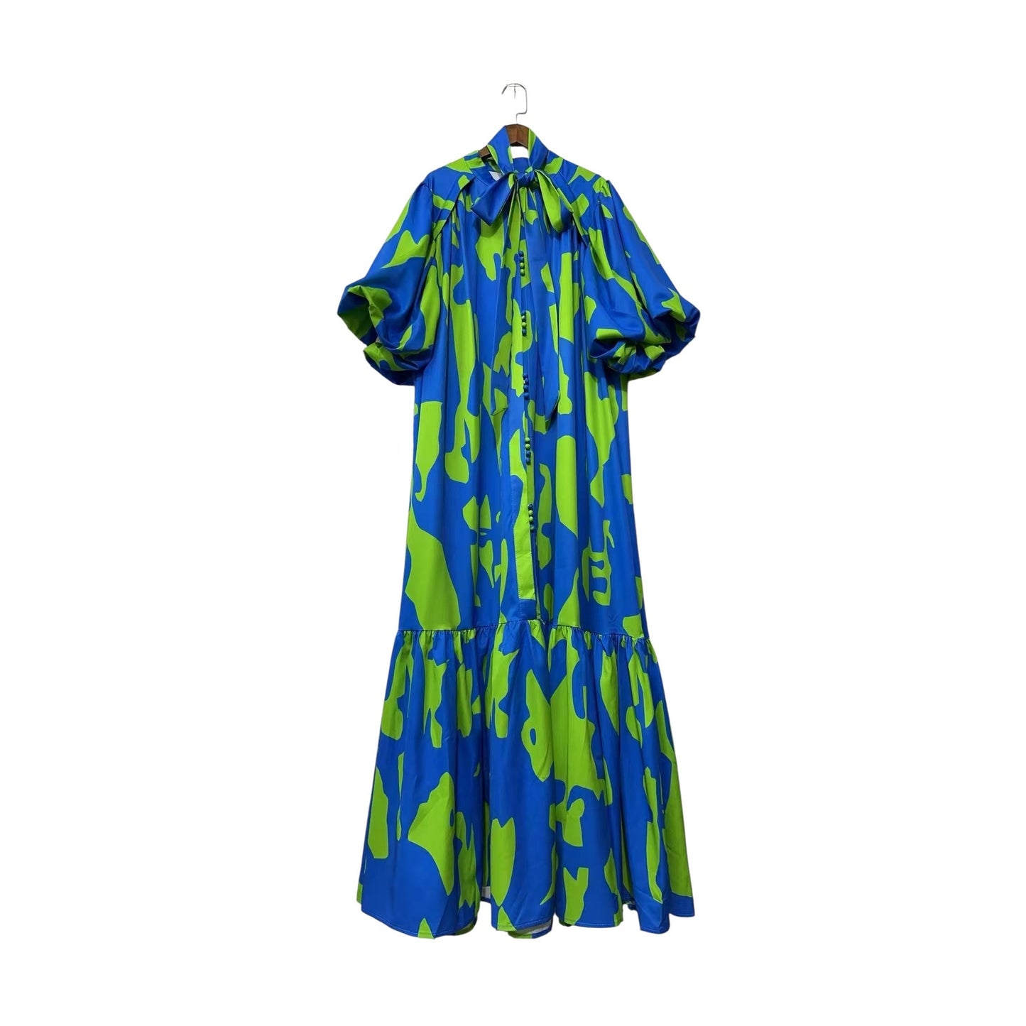PUFF SLEEVE DRESS BUTTON FRONT