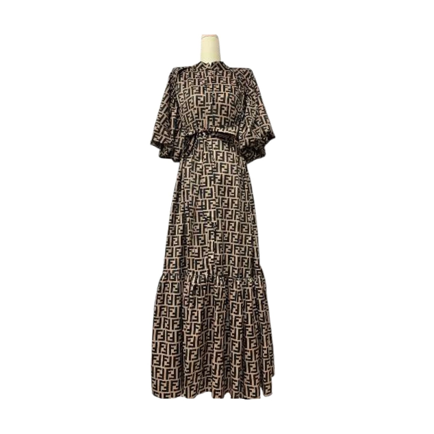 PUFF SLEEVE DRESS BUTTON FRONT