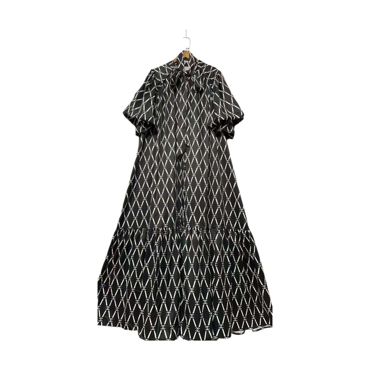 PUFF SLEEVE DRESS BUTTON FRONT