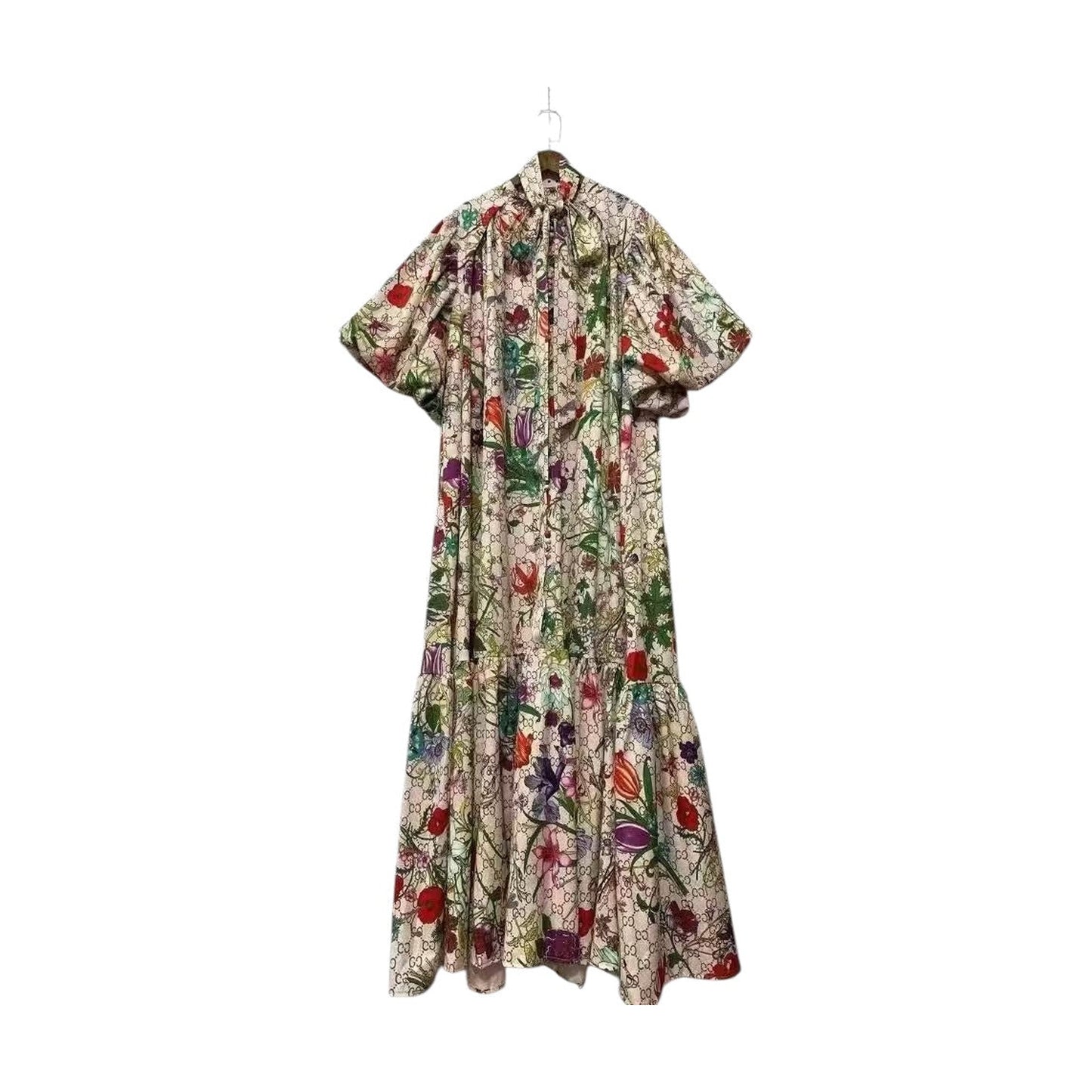 PUFF SLEEVE DRESS BUTTON FRONT