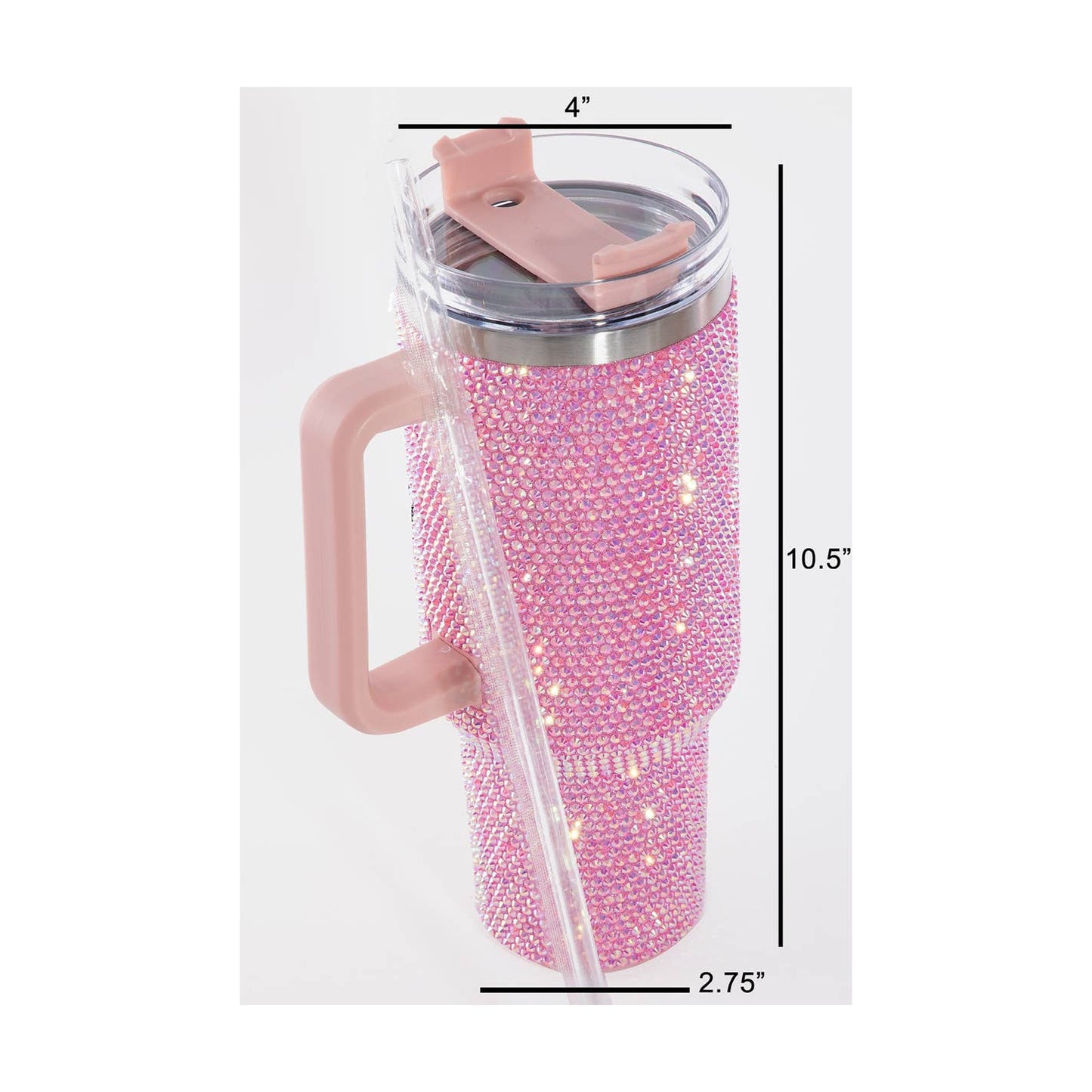 Rhinestone Studded Boss Print Tumbler Cup: PINK