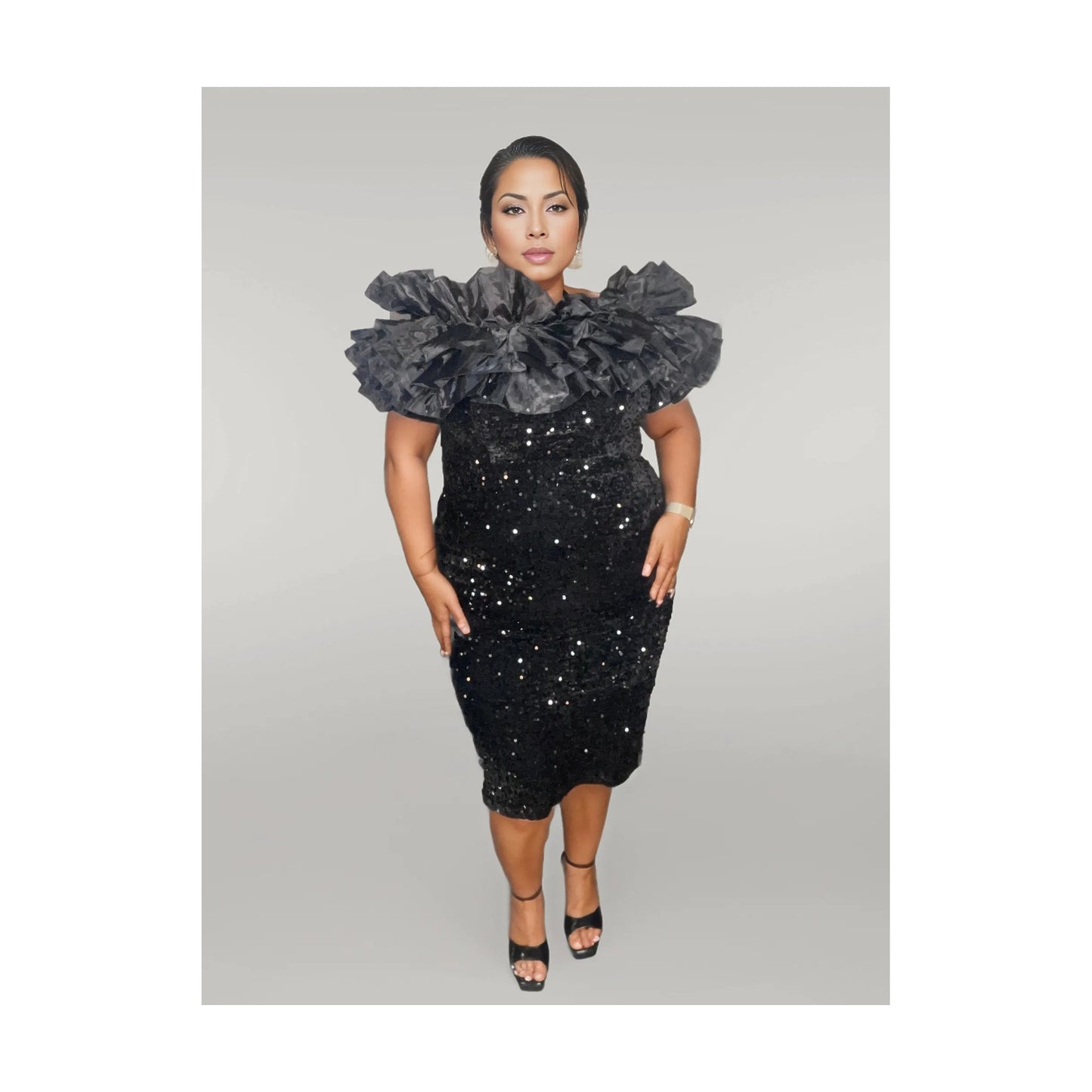 SEQUIN CURVY GIRL DRESS TULLE TOP