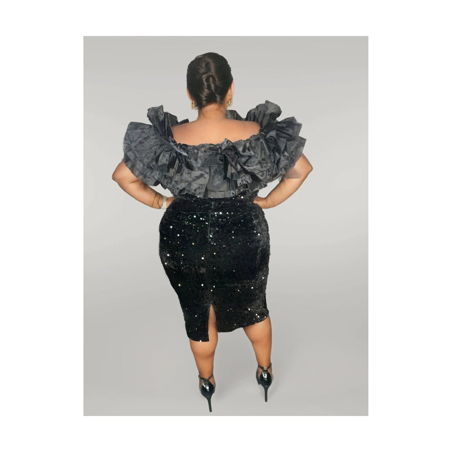SEQUIN CURVY GIRL DRESS TULLE TOP