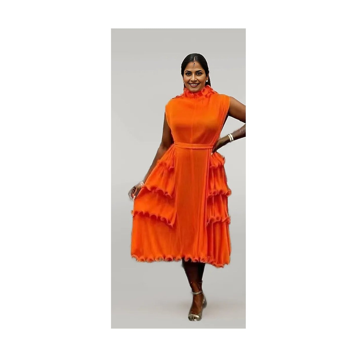 SLEEVELESS PLEATED DRESS