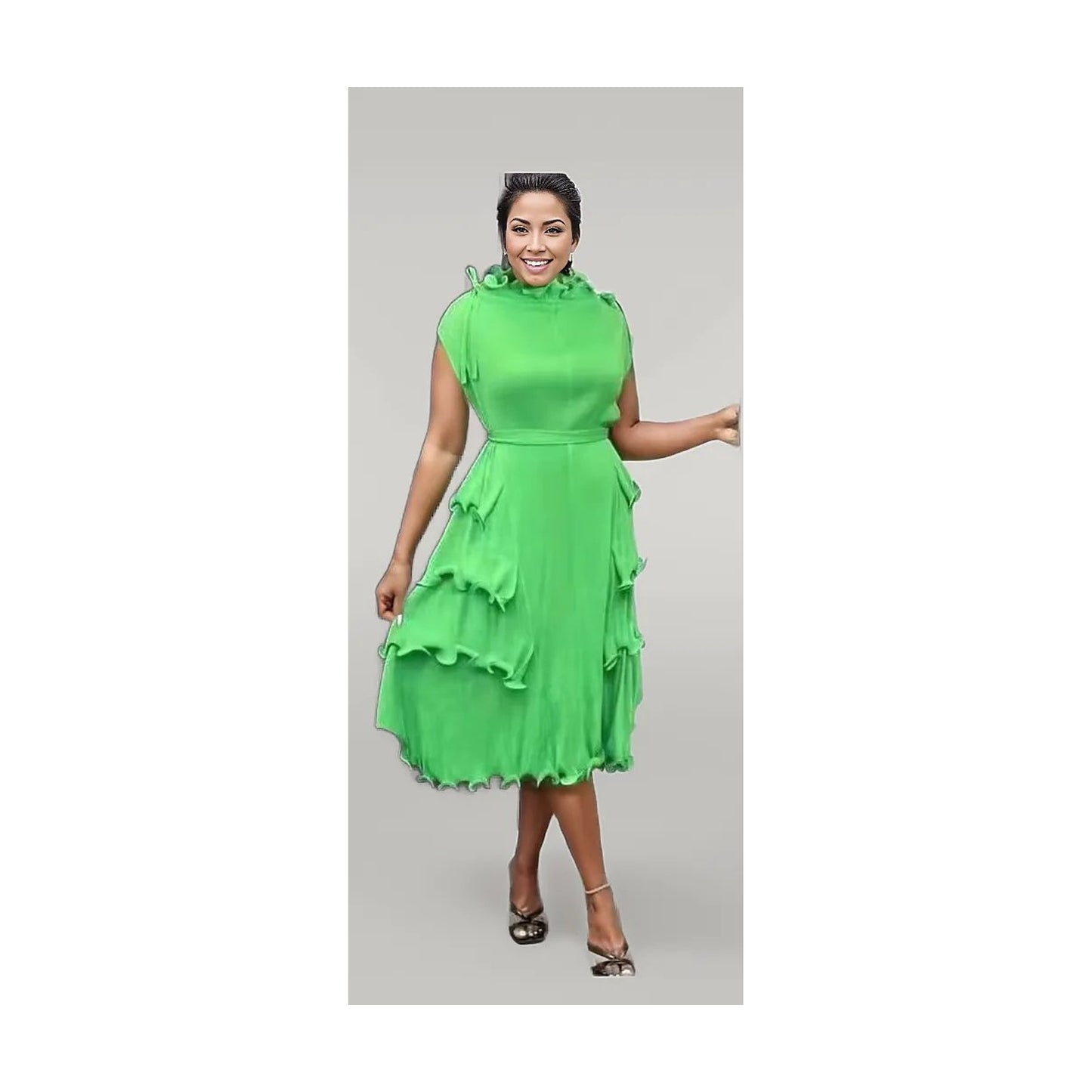SLEEVELESS PLEATED DRESS