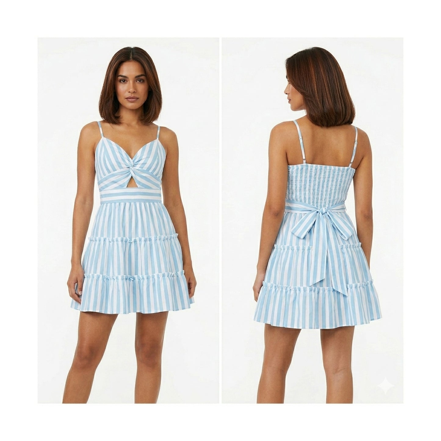 SUMMER STRIPED RUFFLE MINI DRESS