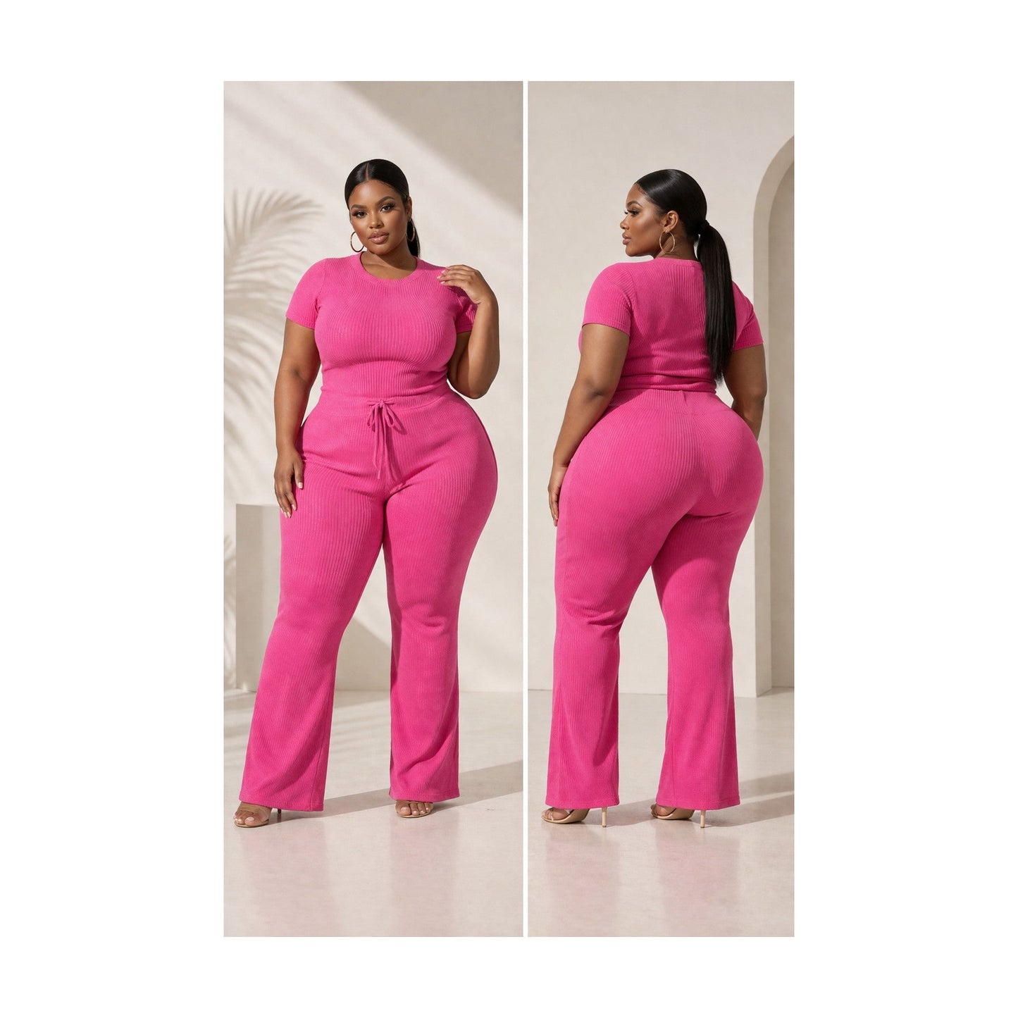 RIBBED WIDE LEG FLOW SET