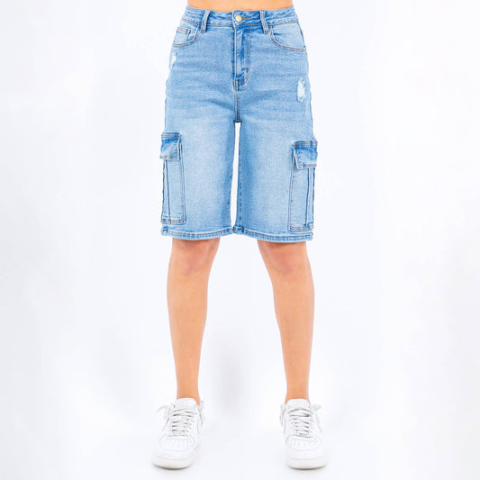 CARGO POCKET DENIM BERMUDA SHORtS