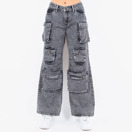 ACID WASHED MULTI POCKET JEANS