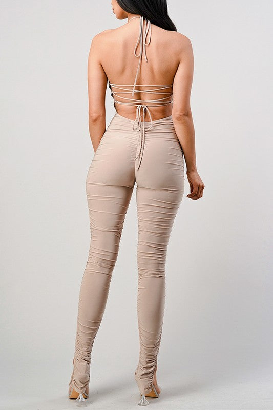 Ariel Nude Halter Jumpsuit