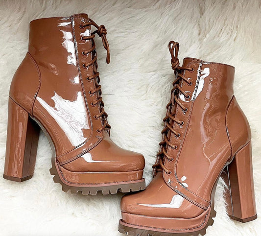 Patent Latte Color Bootie