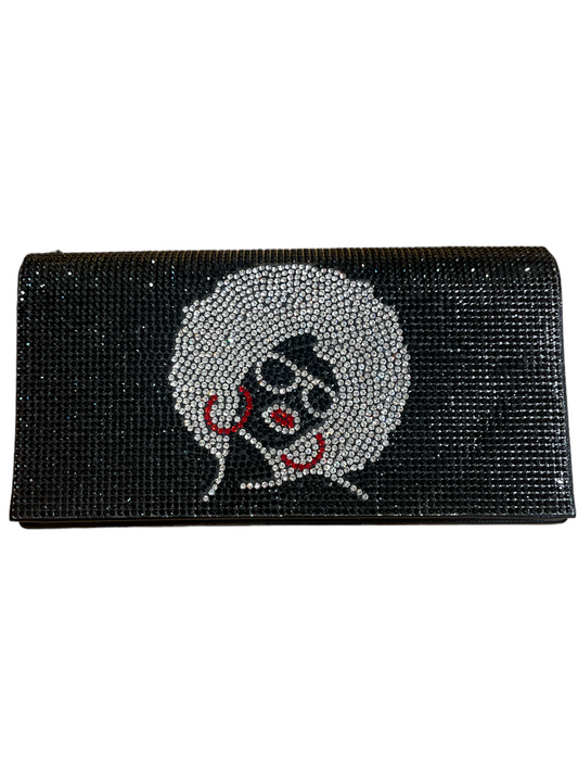 AFRO GIRL RHINESTONE CLUCTH